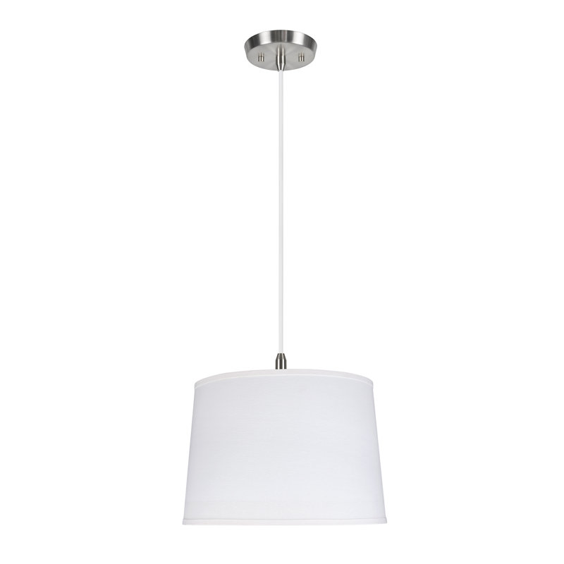 Luminaire tambour suspendu unique 2 lumières Alberto, Blanc, H 12 po x l 17 po x P 15 po