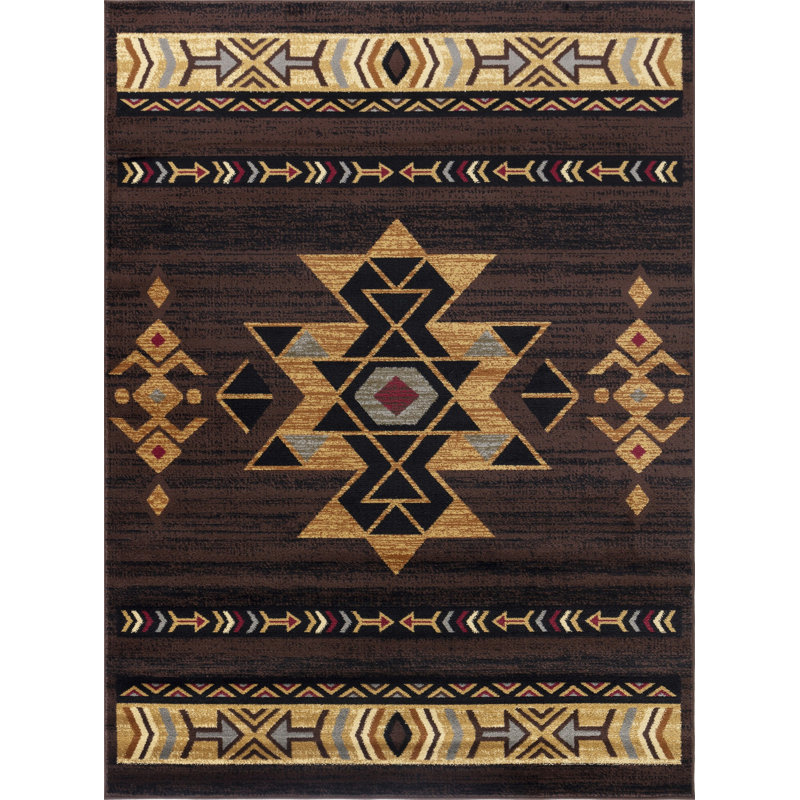 Tribes GC_YLS4005 Brown Southwest Area Rug, Rectangle 7'10" x 10'3"
