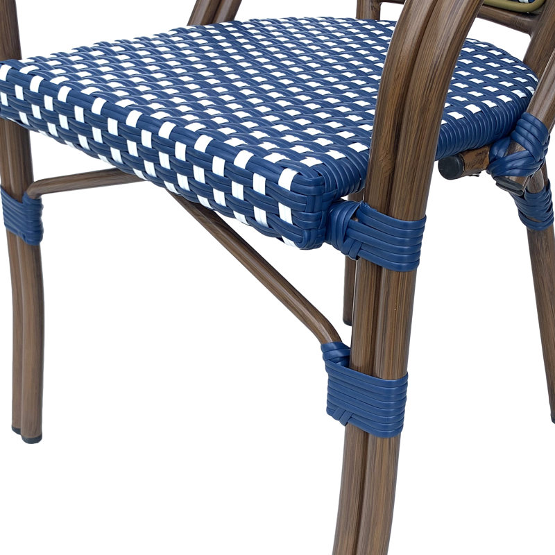 Chaise bistro (ensemble de 2), Blanc / Bleu marine