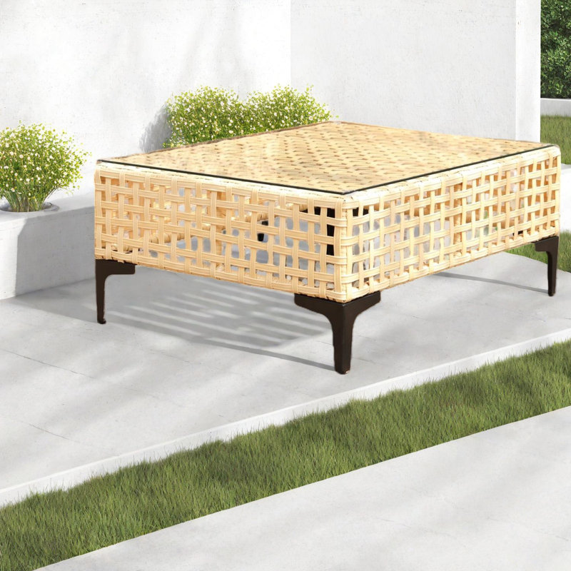 Tables de patio compactes, verre d'osier en aluminium de style moderne pour le jardin