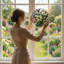 12"H Lily Flowers Stained Glass Window Panel-1825921434