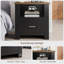 Manfred Boucle Upholstered Cloud Bed Frame And Farmhouse Nightstand Set-1208817772-1208817766