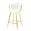 Tabouret haut de style moderne Twosome, pieds dorés, chaise de bar en flanelle blanche pour la cuisine, la salle à manger, le café, le bar, le restaurant, ergonomique, base solide, pieds réglables, grand espace pour s'asseoir,-492119322