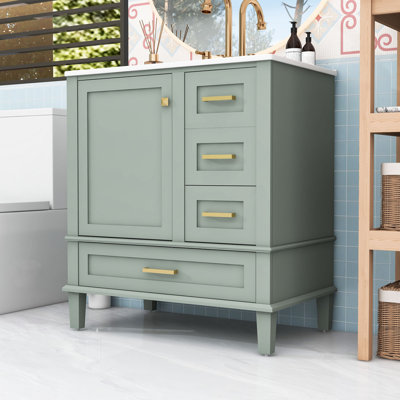 Ensemble de meuble-lavabo 30 po avec lavabo en céramique, armoire de rangement et 3 tiroirs
