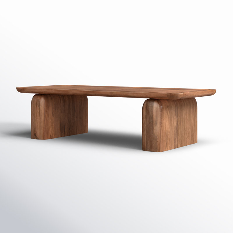 Chloe Solid Wood Sled Coffee Table, Brown