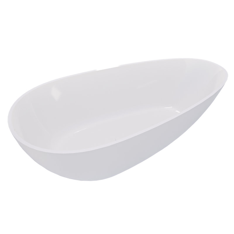 Baignoire de luxe autoportante en résine de luxe fabriquée à la main avec trop-plein, blanc brillant, certifié Cupc - Modèle 24S02-59GW