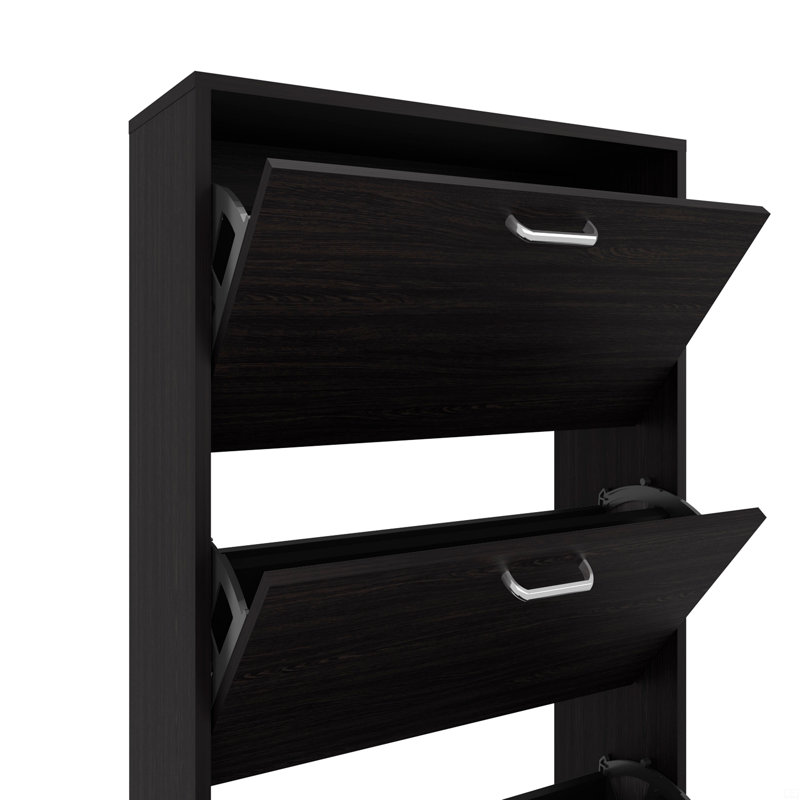 Range-chaussures, 3 portes, 3 tablettes, Noir