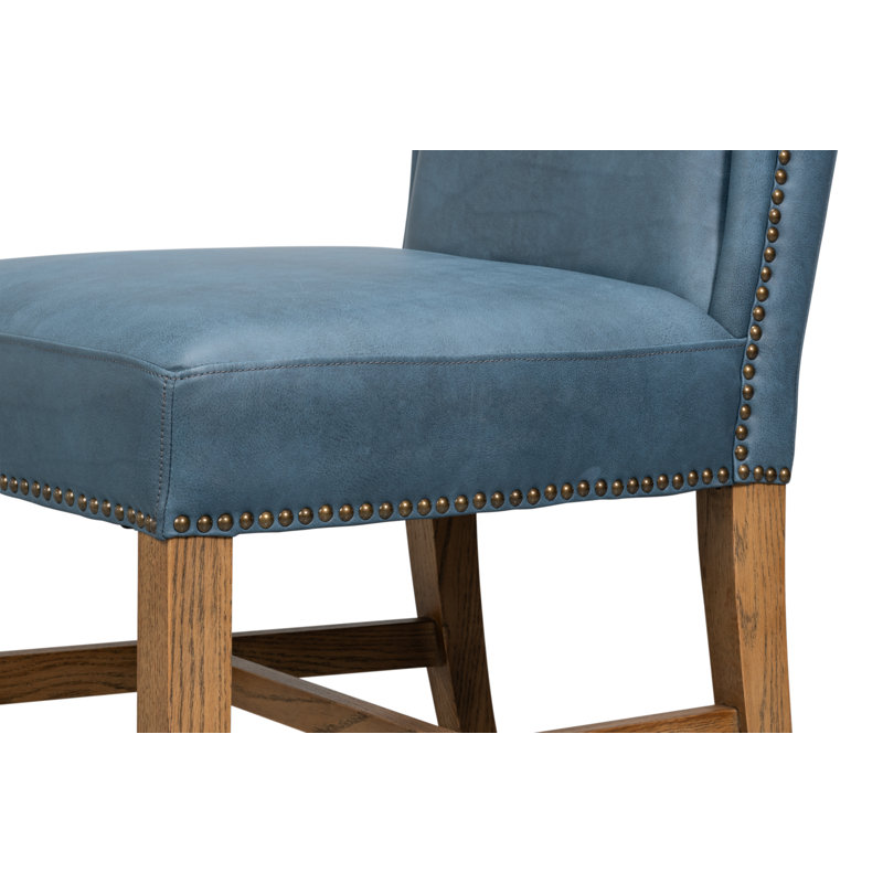 Leather Dining Chair, Light Blue