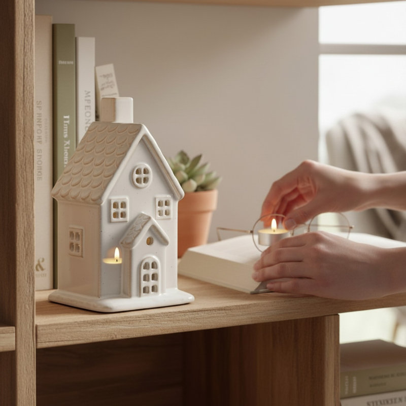 Ceramic House Tealight Holder
