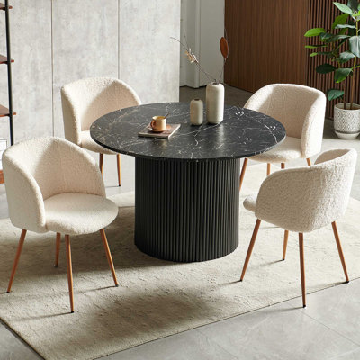 Round Table With Set Of Four Barrel Chairs