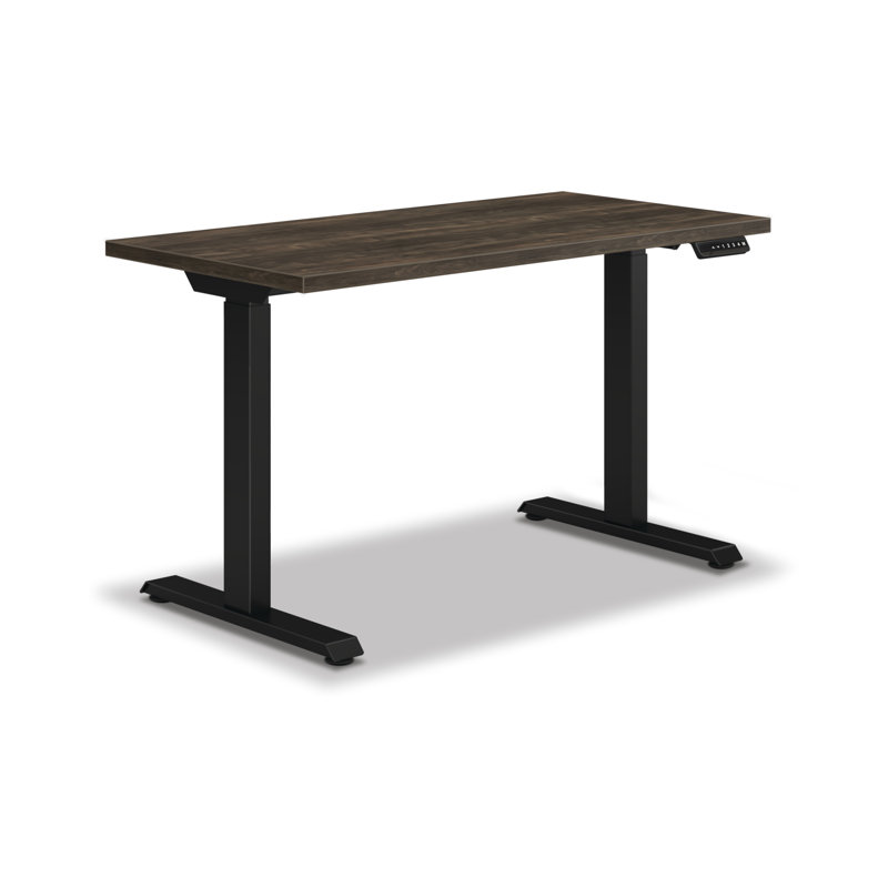 Surface de travail HON Coze avec base à hauteur réglable, H 36 po x l 48 po x P 24 po, Noyer Florence / argent