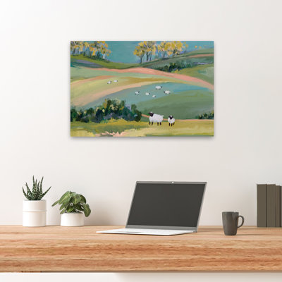 «Soul Longing», art contemporain de paysage de moutons verts