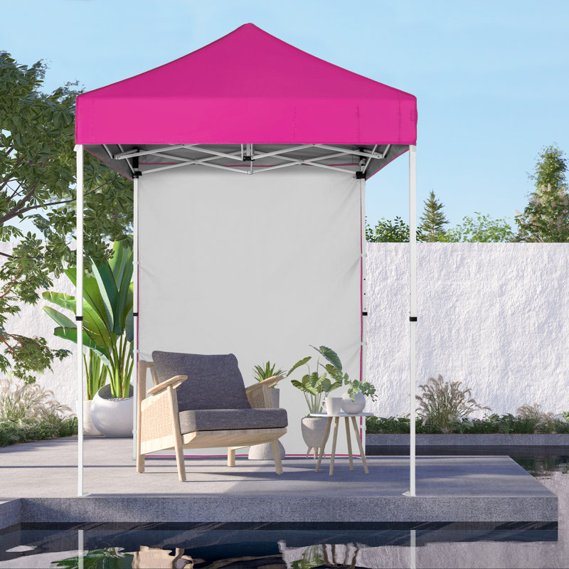 5 Ft. W x 5 Ft. D Steel Pop-Up Canopy Tent With Sunwall, Pink
