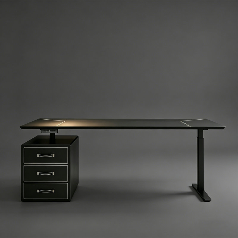 Bureau debout électrique moderne en bois massif avec double moteur