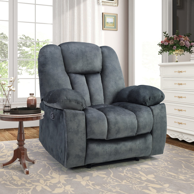 41.34''Wide Modern Microfiber Heated Massage Manual Recliner With Hidden Cup Holders, Charcoal Gray