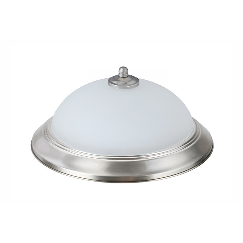Plafonnier encastré 1 lumière DEL, Nickel satiné, H 5,5 po x l 11 po x P 11 po