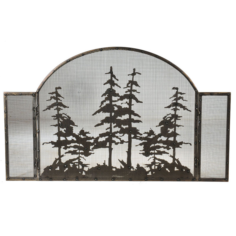 Pare-étincelles 3 panneaux Tall Pines, H 30 po x l 50 po, Cuivre antique
