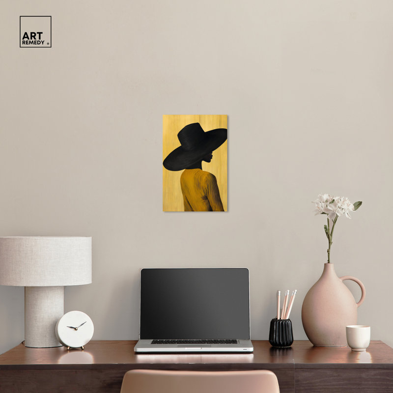 Black and Gold Wrapped Canvas Retro Poster Art, 10" x 15"