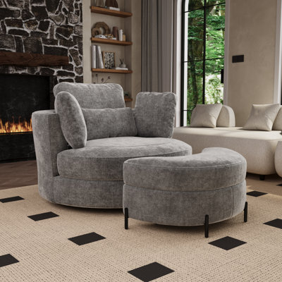 Fauteuil demi-tonneau pivotant l 50 po avec repose-pieds