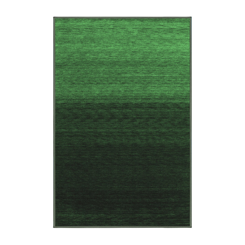 Tapis contemporains vert émeraude lavable à la machine 1785, Rectangle 2 pi x 3 pi