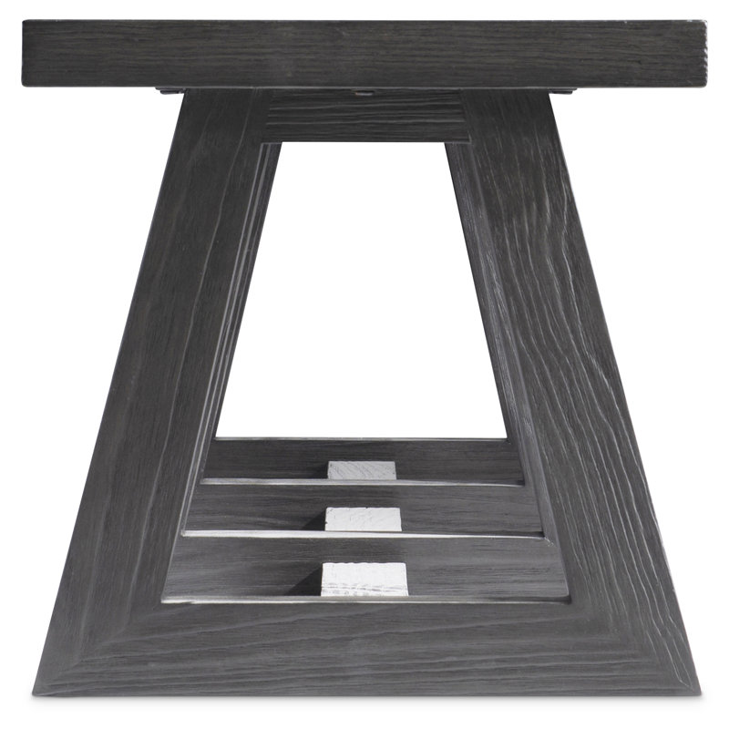 Modern Black Wood Dining Bench with Triangular Legs