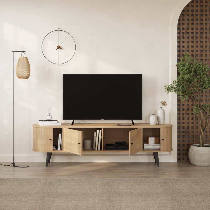 Gentle Modern TV Stand with Storage Cabinets Sliding Doors 180cm