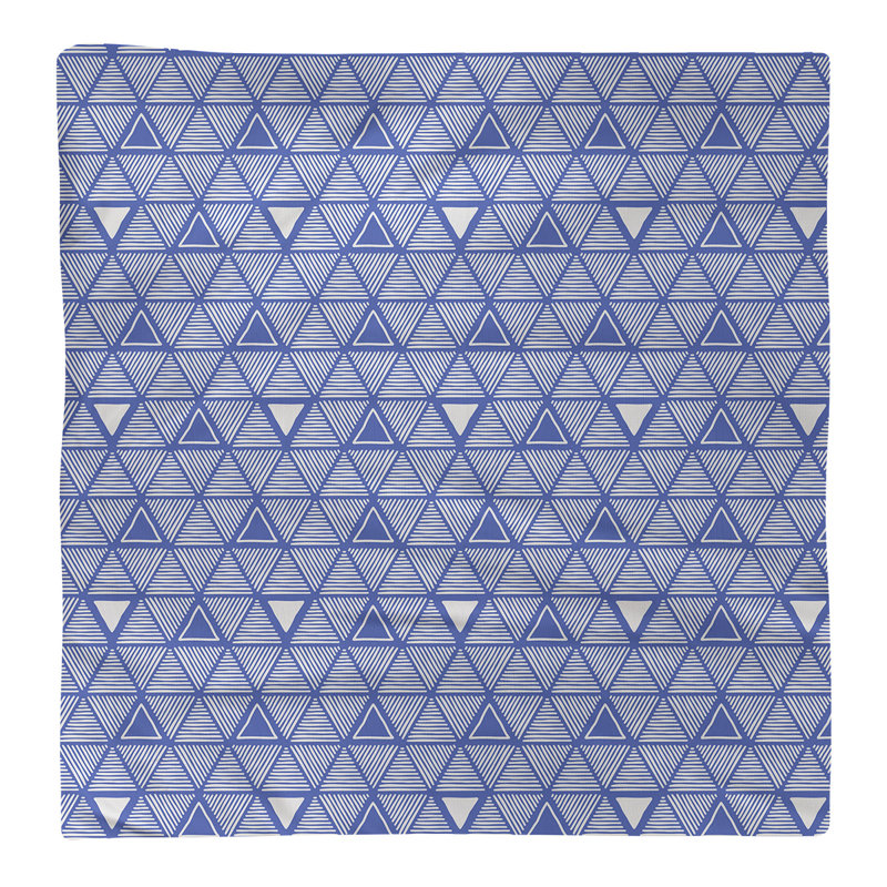 Serviette de table en coton à triangles dessinés à la main, H 0,1 po x l 22 po x P 22 po, Bleu clair