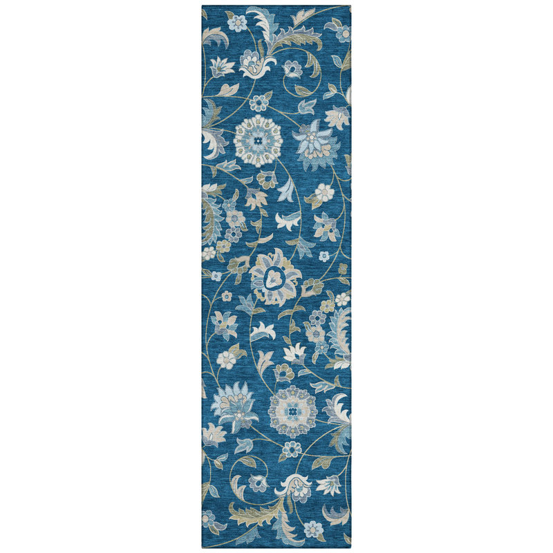 Machine Washable Indoor/Outdoor Chayden ACN1006 Navy 2'6" x 3'10" Rug, Runner 2'3" x 7'6"
