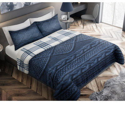 Polyester Ring Stitch Plaid Comforter