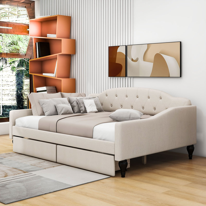 Chantavia Full Upholstered Daybed with 2 Drawers