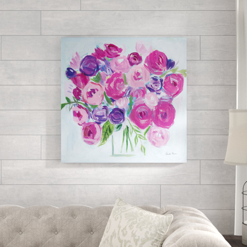 Roses Are Pink by Farida Zaman - Wrapped Canvas Painting, 76cm H x 76cm W