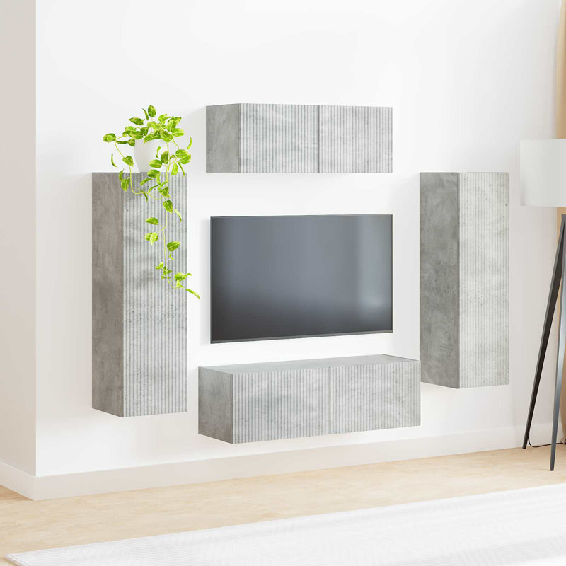 Unfinished Entertainment Centre for TVs up to 77", Concrete Grey