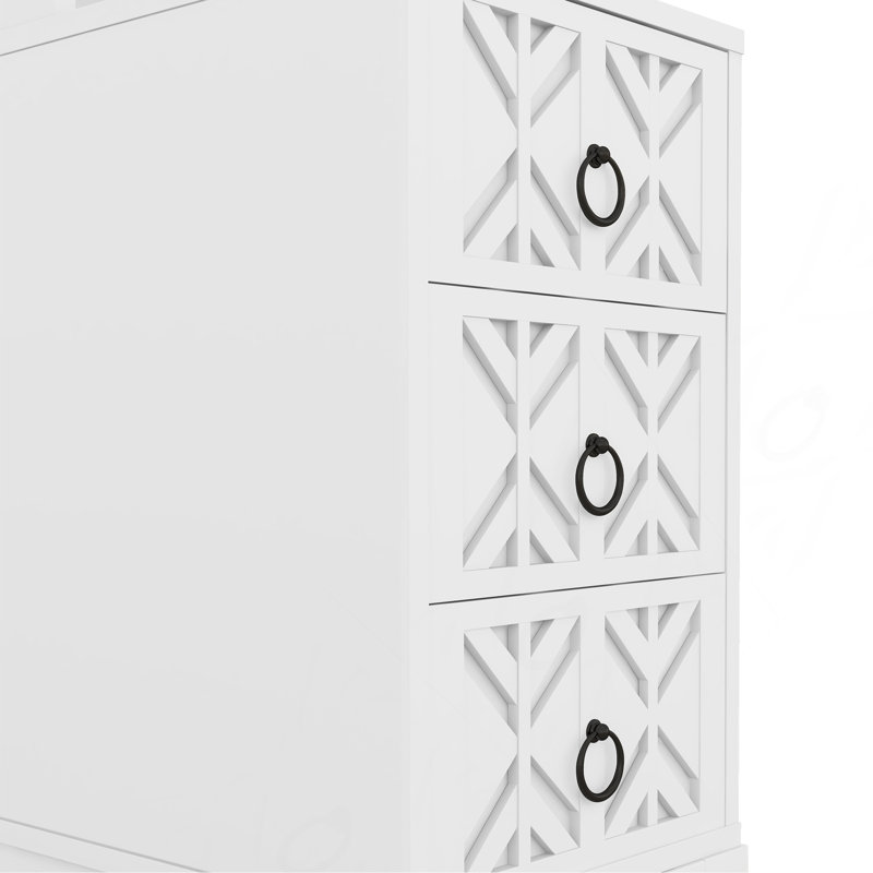 Table de bout avec 3 tiroirs, table de coin avec 2 tablettes ouvertes, table d'appoint haute pour chambre et coin, blanc