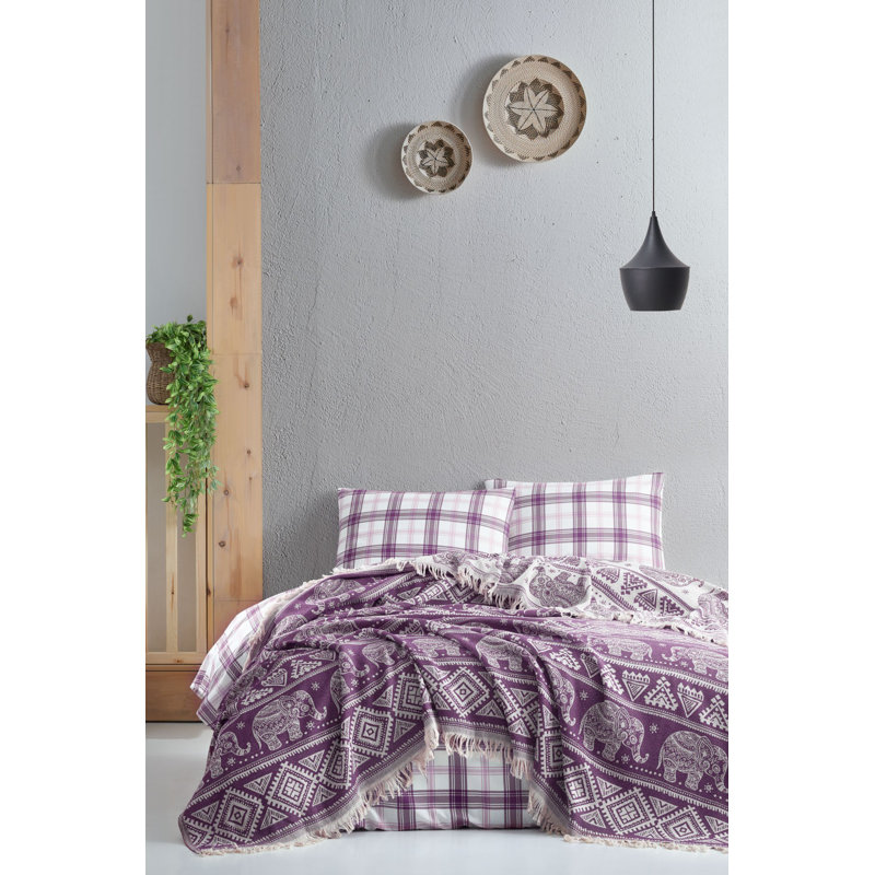 Couverture 100% coton Connell, Mauve