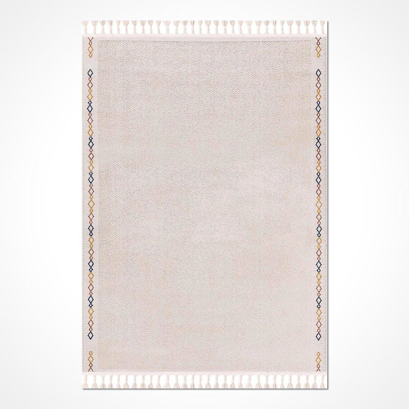 Modern Cream Machine Washable Non-Slip Area Rug, Rectangle 4' x 5'11"