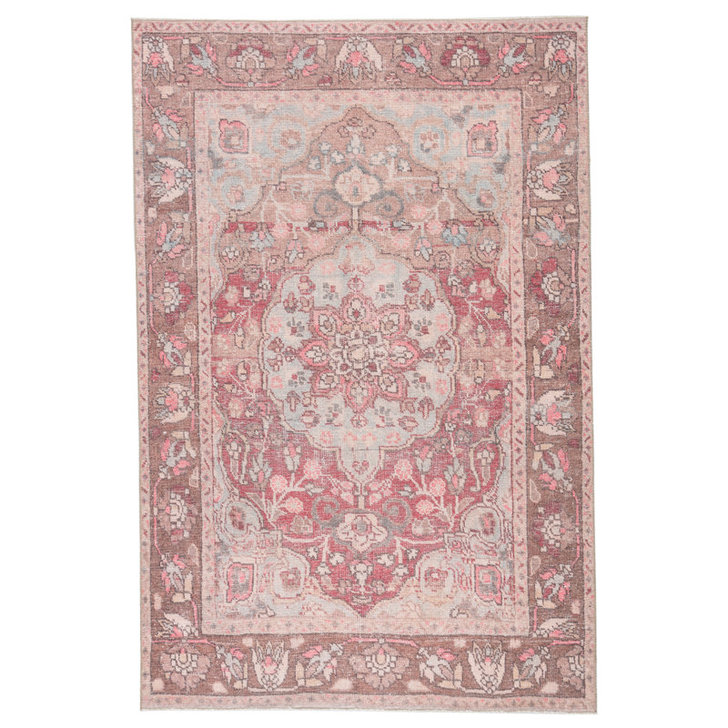 Machine Washable Performance Pink Rug, Rectangle 9' x 12'
