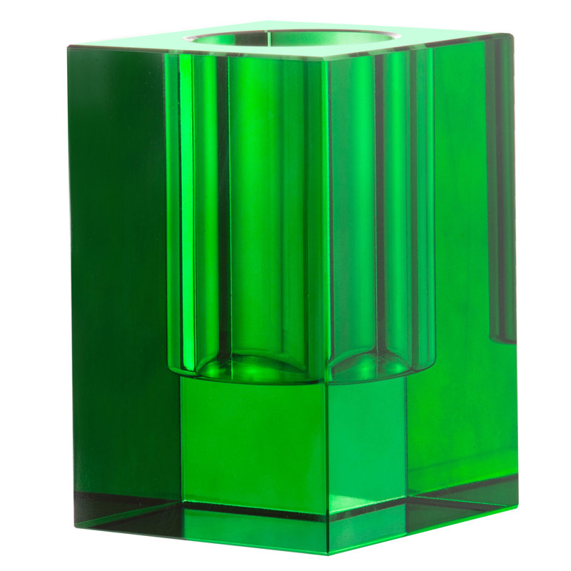 Vase de table en verre Huntingburg, Vert, H 5,9 po x l 3,9 po x P 3,9 po