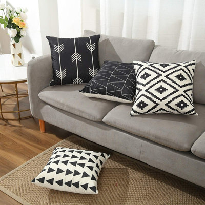 Ensemble de 4 jetés décoratifs géométriques 18 X 18 pouces