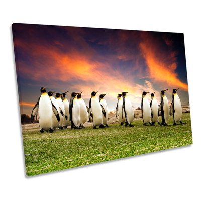 Penguins March Sunset - Wrapped Canvas Print