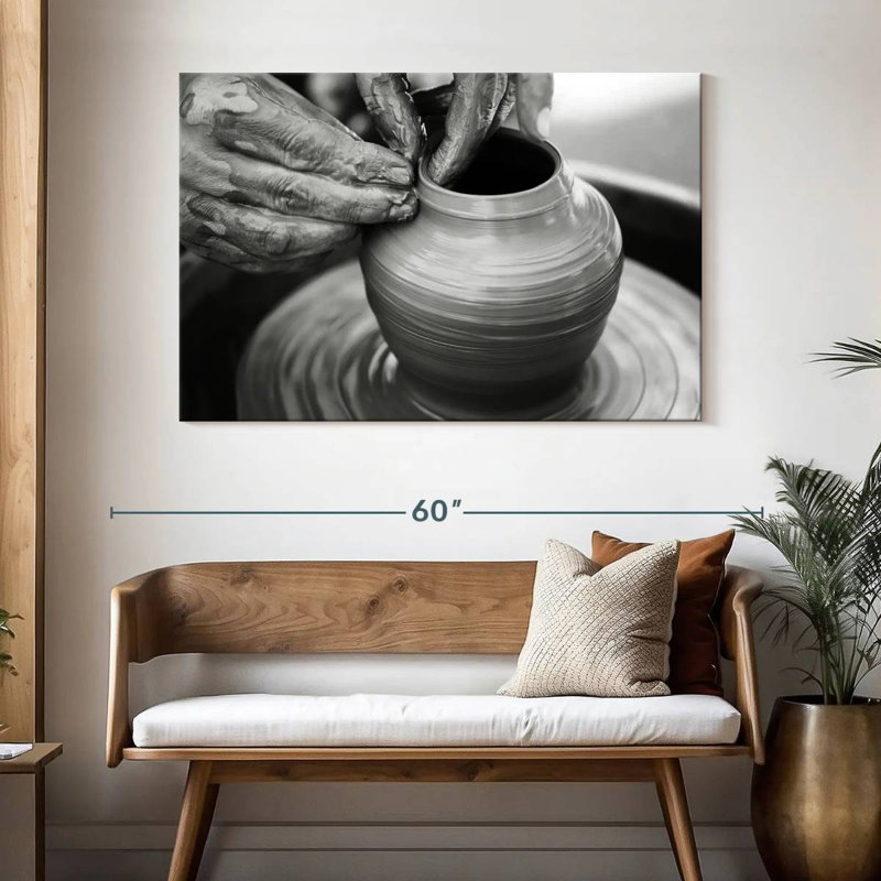 Senne Clay On Pottery Wheel, 32" H x 48" W