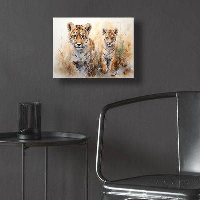Art mural en verre épique «Wild Life Of Predators In Watercolor 4» par Momart