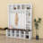 Wide Hall Tree With Storage Bench And 6 Hooks, Farmhouse 4-In-1 Hallway Coat Rack With Adjustable Shelves-1792416779