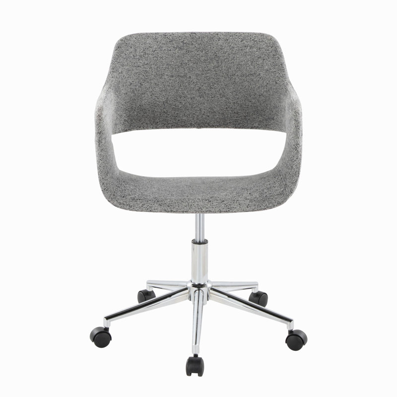 Chaise de travail contemporaine en métal chromé, Gray, Fabric