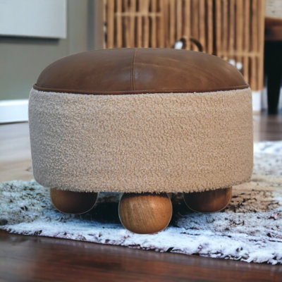 Insley 45cm Wide Round Footstool Ottoman