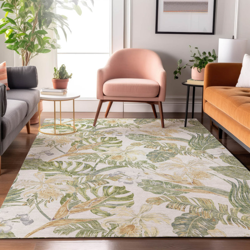 Premium Machine Washable Varroville AMF1708 Floral Rug, Rectangle 8' x 10'