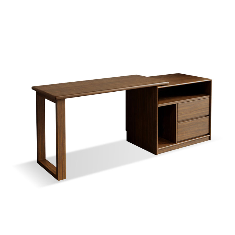 Nut-brown Rectangular Solid Wood with 2 drawers desk, 29.53" H x 55.12" W x 19.69" D