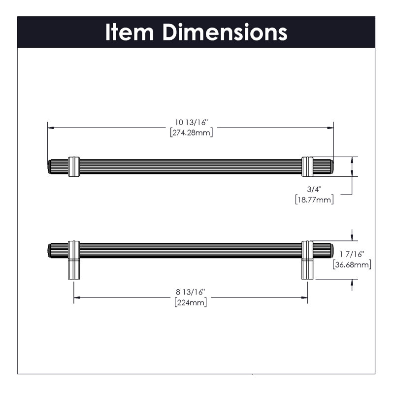 Sinclaire Centre to Centre Bar Pull, Matte Black, 0.75, 8.81
