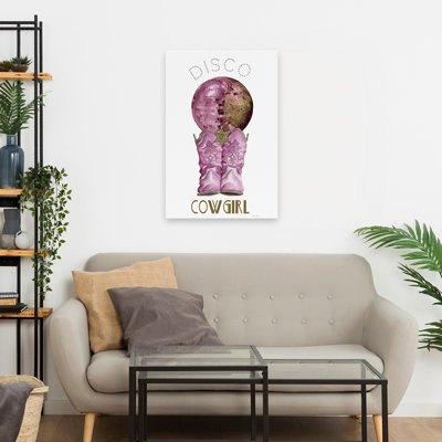 Disco Cowgirl - Contemporary Disco Cowgirl Sheriff Badge Mirrored Disco Ball Art