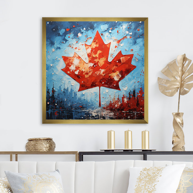 Drapeau du drapeau canadien II - impression, Cadre doré à une seule photo, H 36 po x l 36 po x P 1,5 po