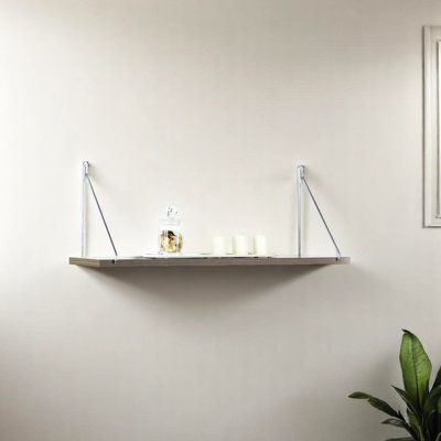 Étagère murale simple rustique murale blanche /, s'harmonisant avec votre maison, exposant de petites décorations et plantes, supports en métal pour tablette flottante de soutien, - supports finis, couleur principale blanche, économie d'espace